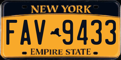 NY license plate FAV9433