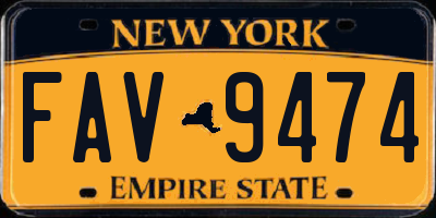 NY license plate FAV9474