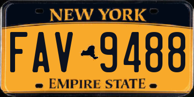 NY license plate FAV9488