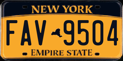 NY license plate FAV9504