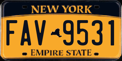 NY license plate FAV9531