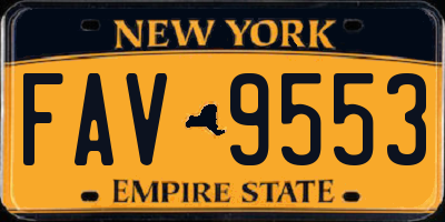 NY license plate FAV9553