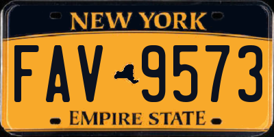 NY license plate FAV9573