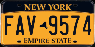 NY license plate FAV9574