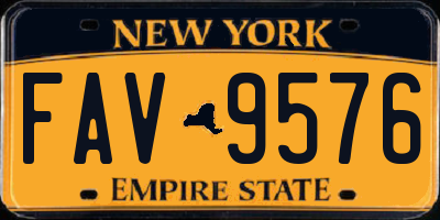 NY license plate FAV9576