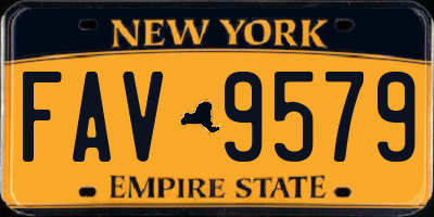 NY license plate FAV9579