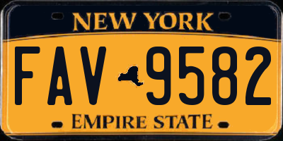 NY license plate FAV9582