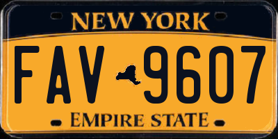 NY license plate FAV9607