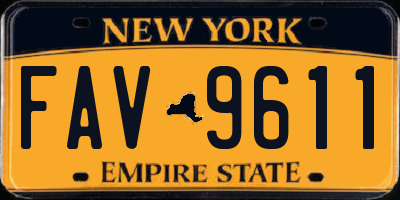 NY license plate FAV9611