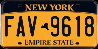 NY license plate FAV9618