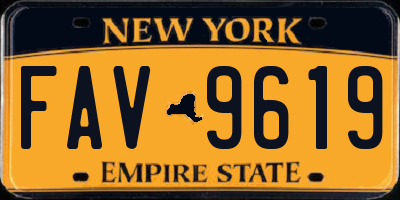 NY license plate FAV9619