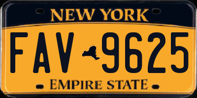 NY license plate FAV9625