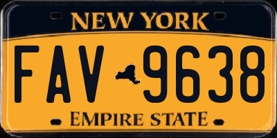 NY license plate FAV9638