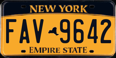 NY license plate FAV9642