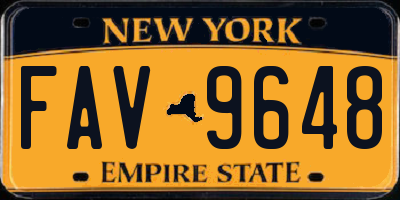 NY license plate FAV9648