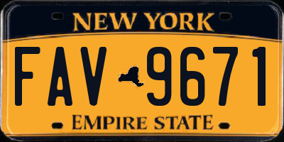 NY license plate FAV9671