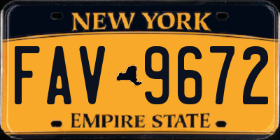 NY license plate FAV9672
