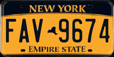 NY license plate FAV9674