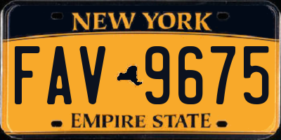 NY license plate FAV9675