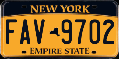 NY license plate FAV9702