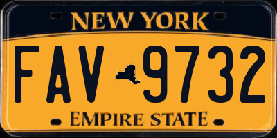 NY license plate FAV9732