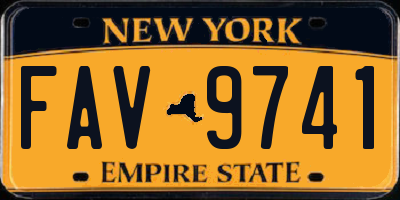 NY license plate FAV9741