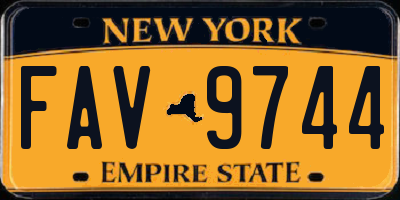 NY license plate FAV9744