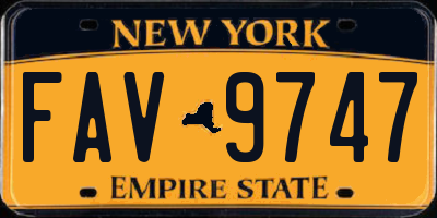 NY license plate FAV9747