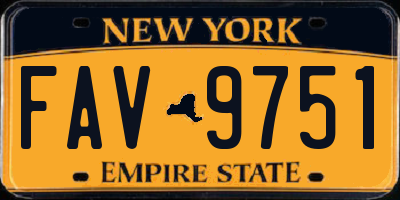 NY license plate FAV9751