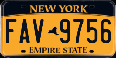 NY license plate FAV9756