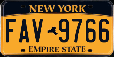 NY license plate FAV9766