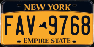 NY license plate FAV9768