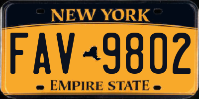 NY license plate FAV9802