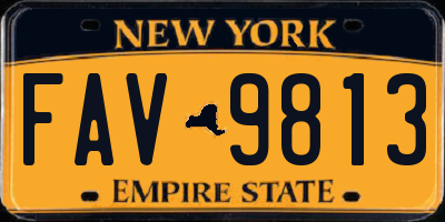 NY license plate FAV9813