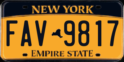 NY license plate FAV9817