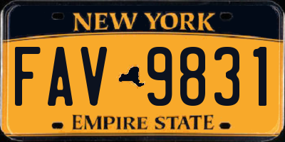 NY license plate FAV9831