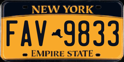 NY license plate FAV9833