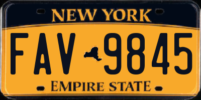 NY license plate FAV9845