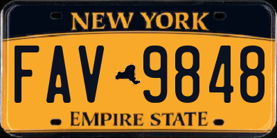 NY license plate FAV9848