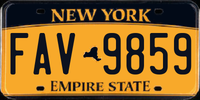 NY license plate FAV9859