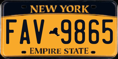 NY license plate FAV9865