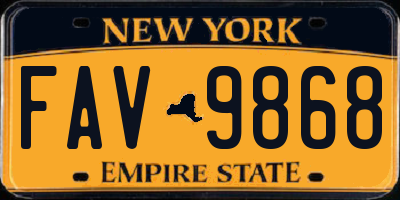 NY license plate FAV9868