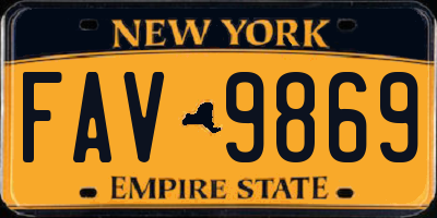 NY license plate FAV9869