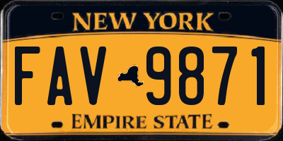 NY license plate FAV9871