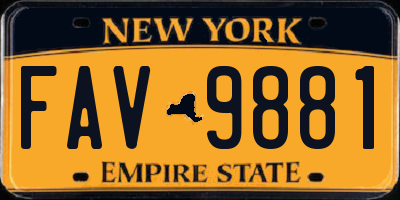 NY license plate FAV9881