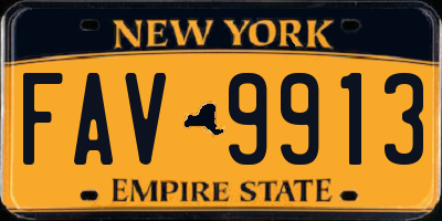 NY license plate FAV9913