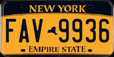 NY license plate FAV9936