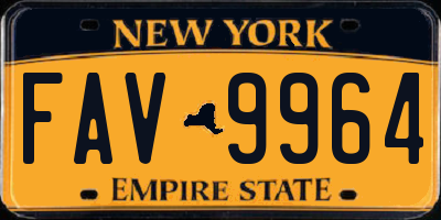 NY license plate FAV9964