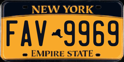 NY license plate FAV9969