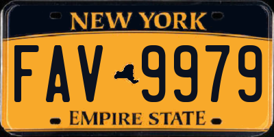 NY license plate FAV9979